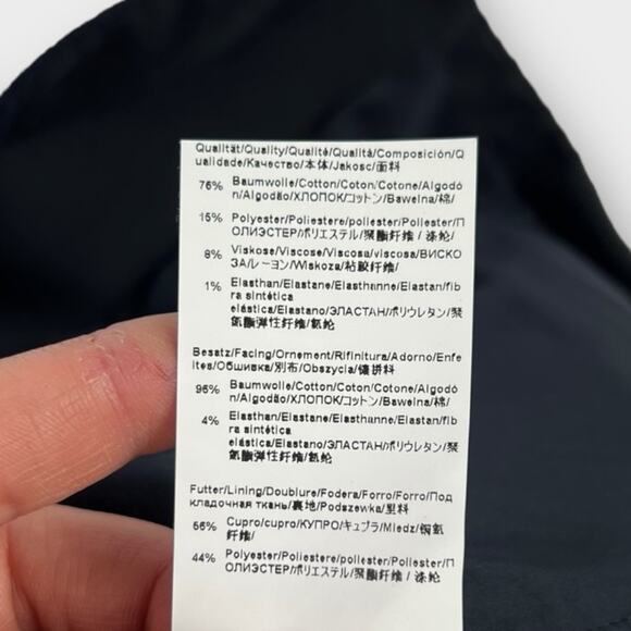 Hugo Boss Jaebina Navy Textured Asymmetrical Moto Blazer Jacket Size US 10 - Picture 7 of 9